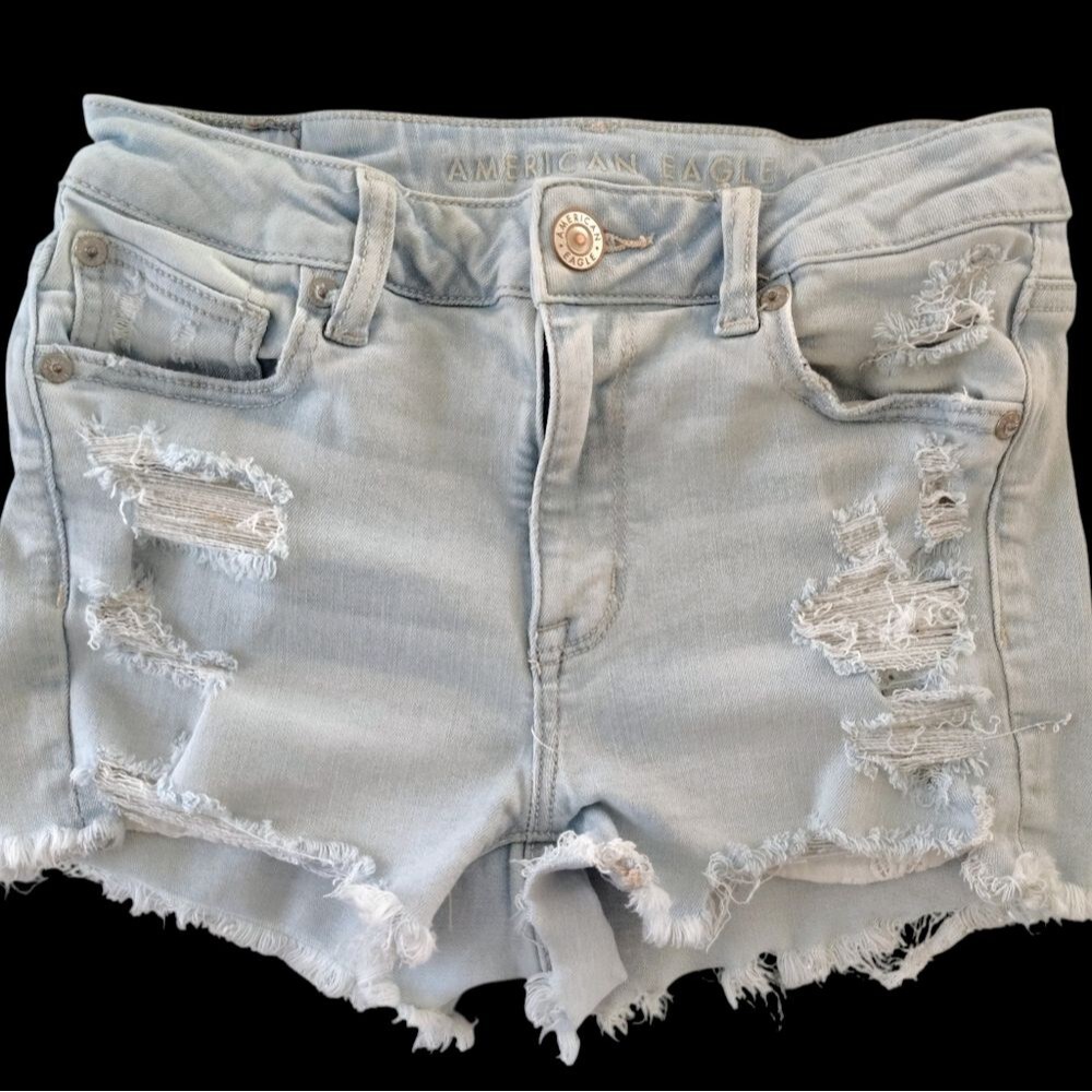 American Eagle Outfitters Light Blue Ripped Jean Shorts